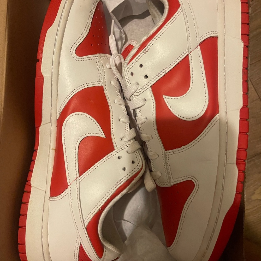 Championship red dunk low